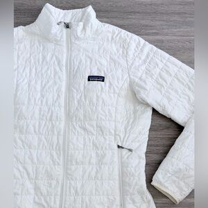 Patagonia Nano Puff Jacket Womens Medium White Puffer Coat Great Condition